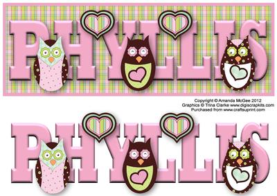 What a Hoot Phyllis Large Dl Name Card