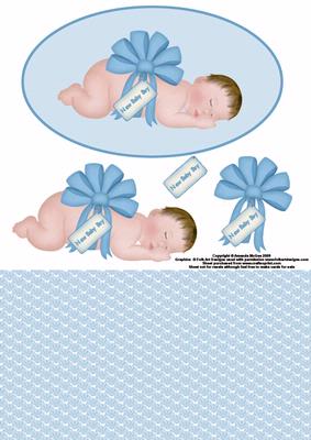 New Baby Boy with Bow Decoupage