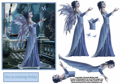 Blue Butterfly Fairy Decoupage