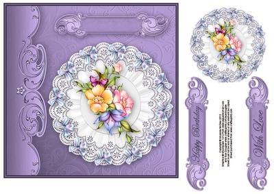Flowers on Doily 8x8 Topper Sheet