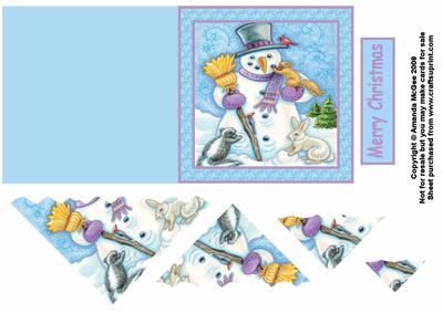 Pastel Snowman and Friends Quick Card and Wavy Triangle Pyramid