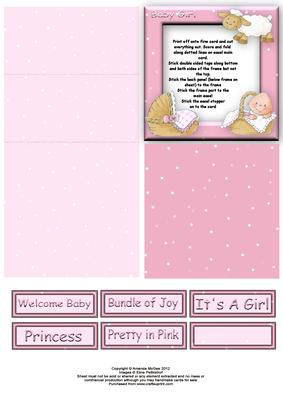 Baby Girl Mini Photo Easel Card