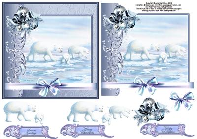 Polar Bears 6x6 Square Card with Decoupage