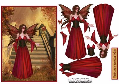 Red Passion Butterfly Fairy Decoupage