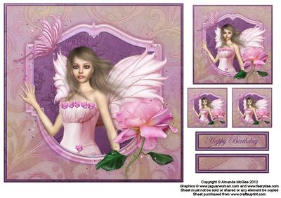 Rose Fairy 8x8 Square Topper Sheet