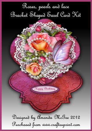 Roses Pearls and Lace Bracket Shaped Easel Card Kit
