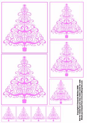Pink Stylized Christmas Tree Toppers