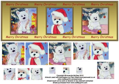 Festive Westies Large Dl Card with Pyramid Layers