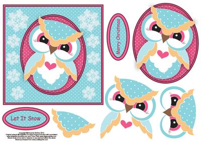 Snowy Owl 6x6 Square Card Front with Decoupage