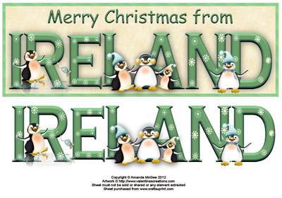 Merry Christmas from Ireland Large Dl Word Card