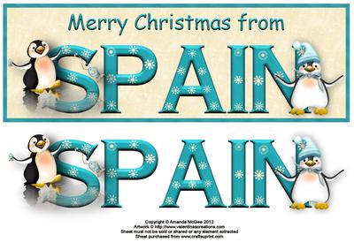 Merry Christmas from Spain Large Dl Word Card