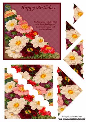 Floral Card Front and Triangle Pyramid - Birthday