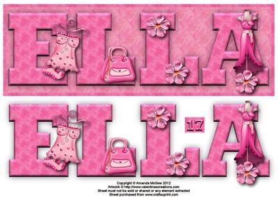 Pretty in Pink Ella Large Dl Name Card
