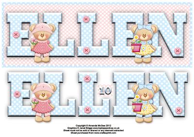 Pretty Bears Ellen Large Dl Name Card