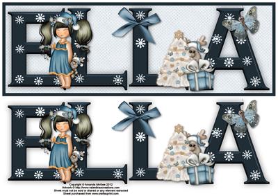 Girl in Blue Ella Large Dl Name Card