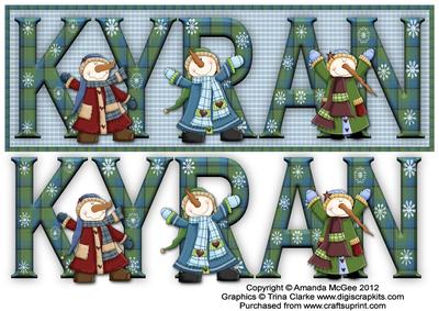 Snowman Fun Kyran Large Dl Name Card