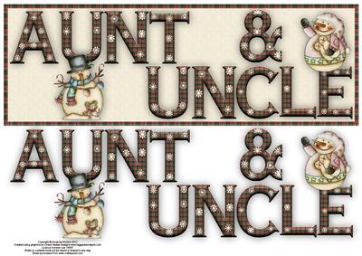 Snowman Fun Aunt & Uncle Large Dl Word Card
