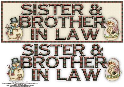 Snowman Fun Sister & Brother in Law Large Dl Word Card