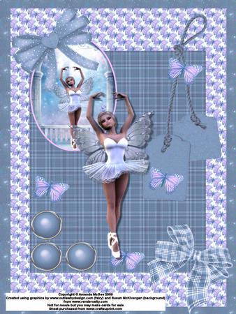 Balerina Fairy in Blues Kit with Decoupage, Pyramage and Toppers