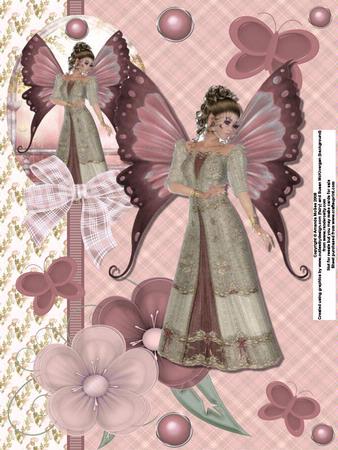 Elegant Fairy in Pink and Green Kit with Decoupage, Pyramage and Toppers