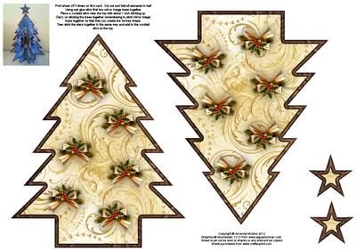 Holly and Bows 3D Christmas Tree Sheet