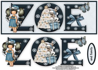 Girl in Blue Zoe Large Dl Name Card