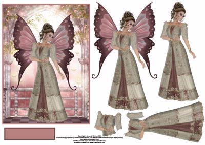 Fairy in Pink and Green Decoupage