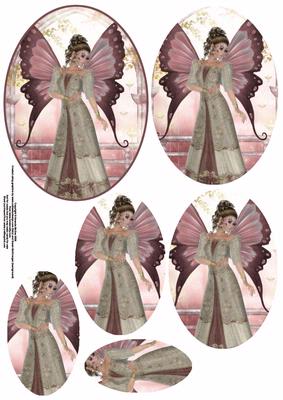 Fairy in Pink and Green Oval Pyramid