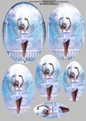 Ballerina Fairy in Blue Oval Pyramid
