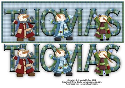 Snowman Fun Thomas Large Dl Name Card