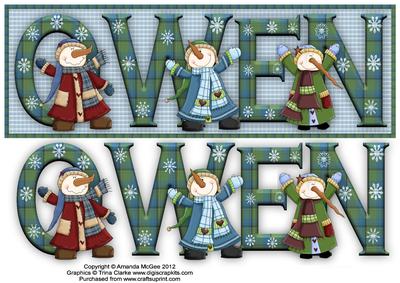Snowman Fun Owen Large Dl Name Card