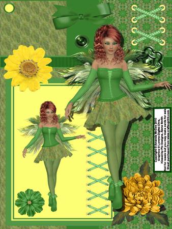 Shannon Fairy in Green 6 Page Card Kit