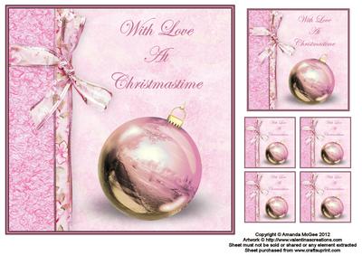Pink Bauble 8x8 Square Card Front