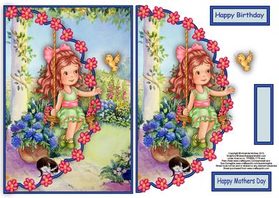 On Her Swing Envelope Card with Decoupage
