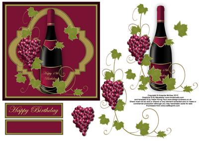 A Nice Bottle of Red 6x6 Square Card with Dceoupage