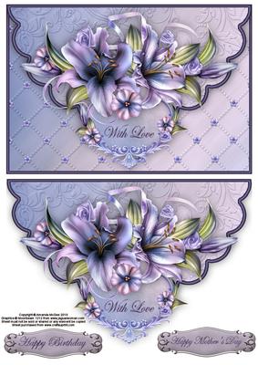 Winter Lilies Envelope Card with Decoupage