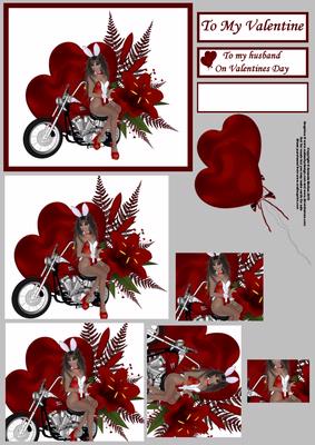 Bike with Bunny Girl Hearts and Red Lillies Pyramid