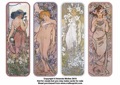 Art Nouveau Floral Maidens Bookmarks