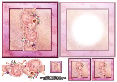 Trailing Hearts 6x6 Square Topper with Decoupage and Insert