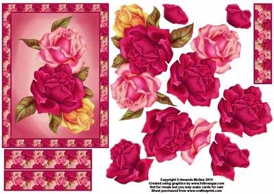 Beautiful Roses Card Front with Decoupage