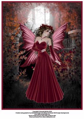 Red Fairy in the Enchanted Garden A4 Topper