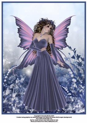 Blue Fairy Walking Through the Flowers A4 Topper