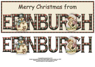 Merry Christmas from Edinburgh Large Dl Word Card