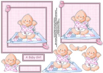 Playing on the Mat Baby Girl 6x6 Square Card Front with Dec