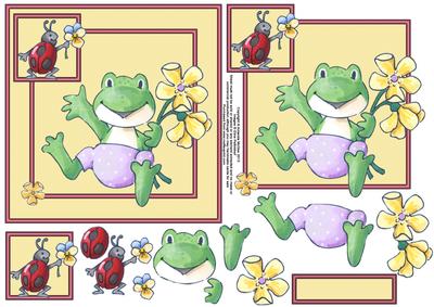 Hopping Excited 6x6 Square Card Front with Decoupage