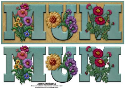 Embroidered Flowers Mum Large Dl Word Card