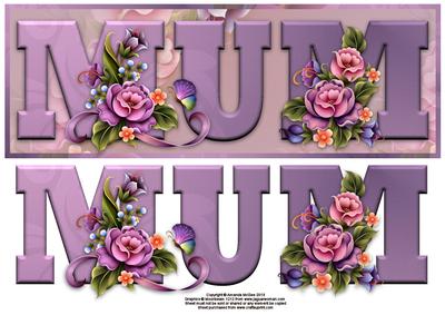 Rosy Day Mum Large Dl Word Card