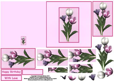 Pretty Tulips Quick Card with Decoupage and Pyramage