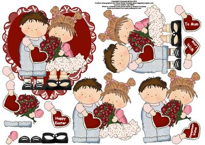 Cute Kids on a Lace Heart