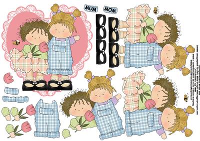 Cute Kids on a Lace Heart 2